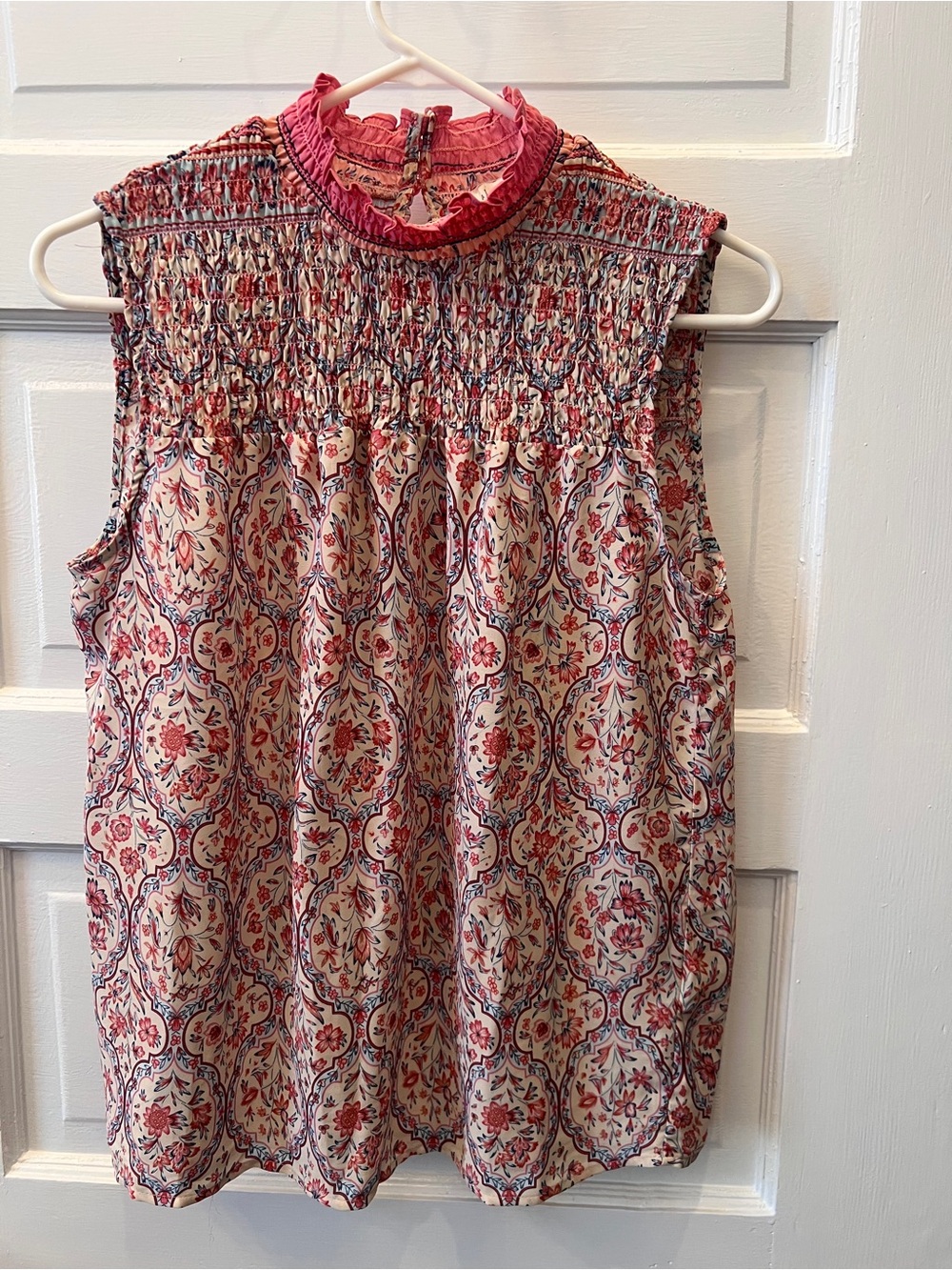 Smocked Sleeveless Dress - Pink Floral